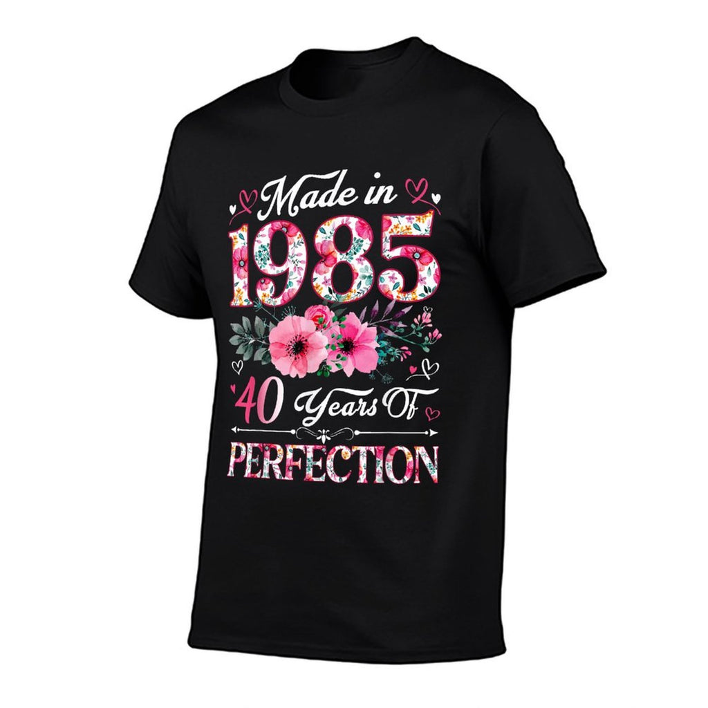 40 Year Old Made In 1985 Floral 40th Birthday Women  Wrinkle-resistant T-Shirt