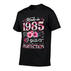 40 Year Old Made In 1985 Floral 40th Birthday Women  Wrinkle-resistant T-Shirt