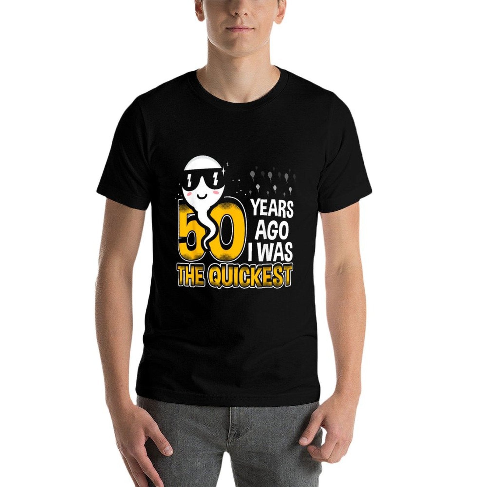 50 Years Ago I Was The Quickest 50th Birthday Funny  Oversized Silhouette T-Shirt