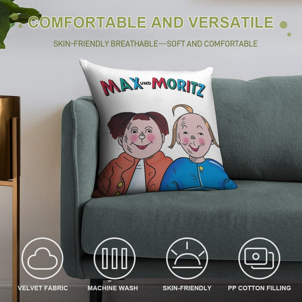 Max And Moritz Lausbuben Soft Luxury Feel Throw Pillow