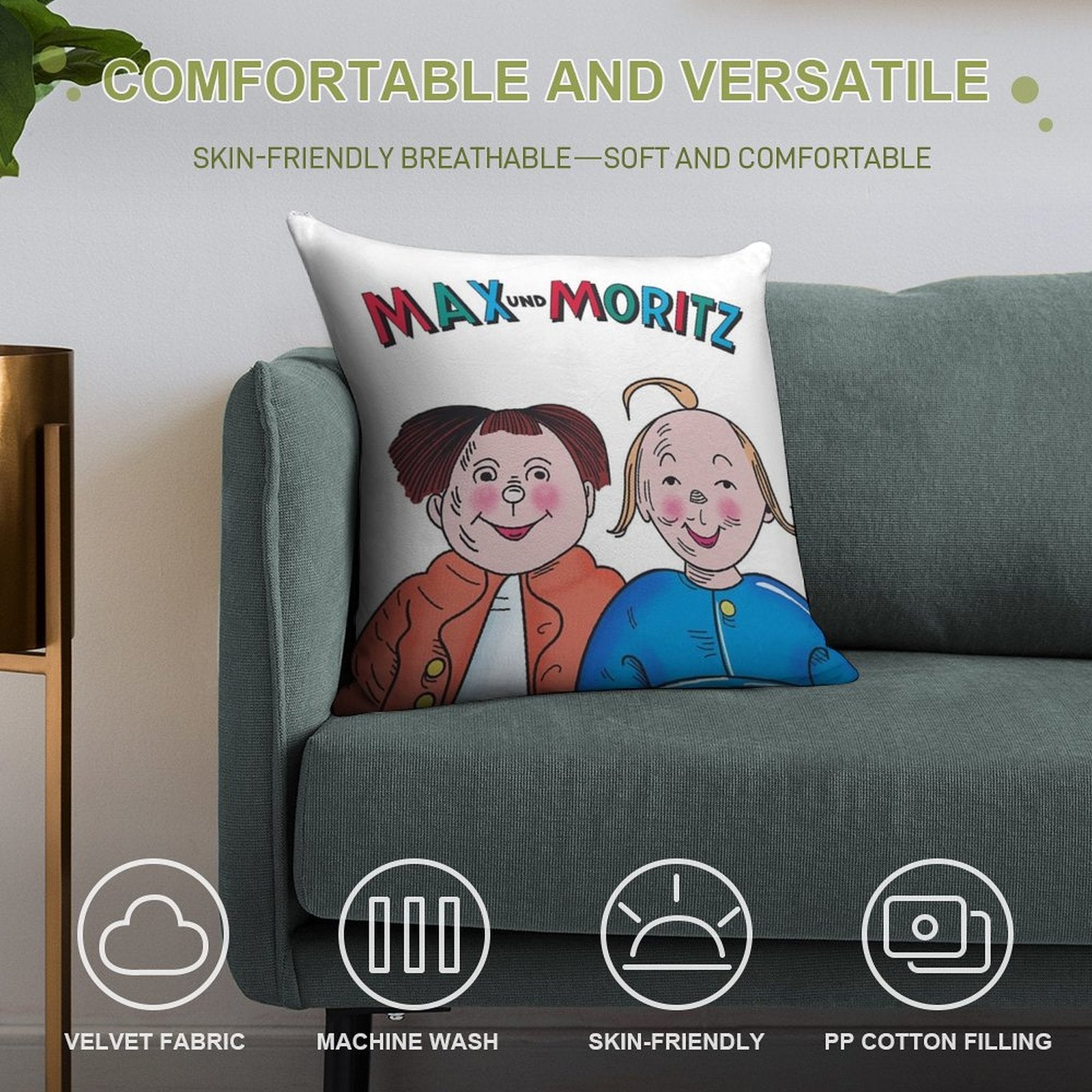 Max And Moritz Lausbuben Soft Luxury Feel Throw Pillow