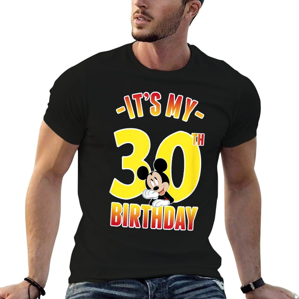 Disney Mickey Mouse It's My 30th Birthday Gradient Portrait  Heathered Texture T-Shirt