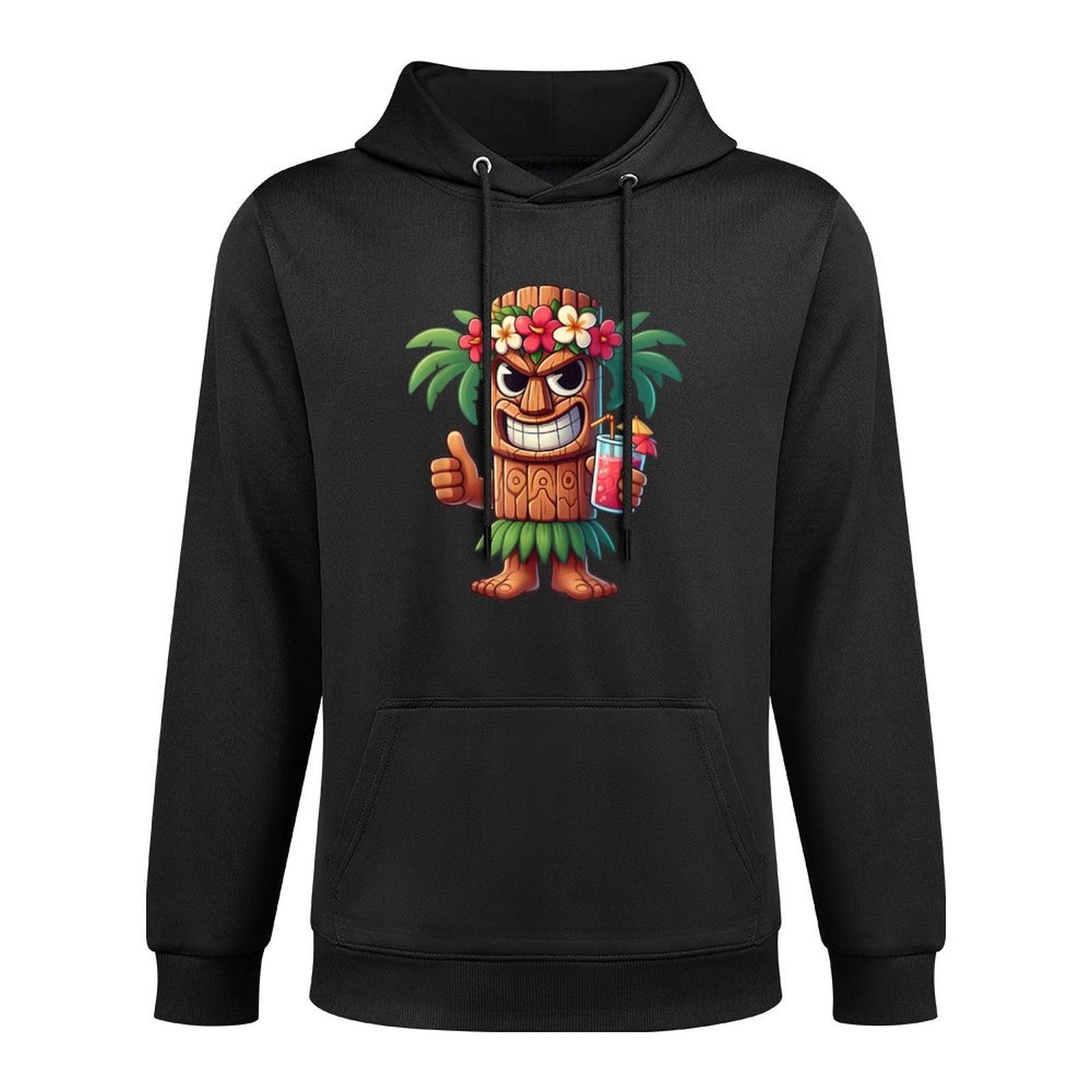 Mens Tiki Man Hawaiian Summer Tropical Luau Party Kids Machine Washable Hoodie