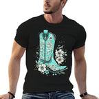 Western Turquoise Teal Cowgirl Country Boho  Relaxed-fit T-Shirt