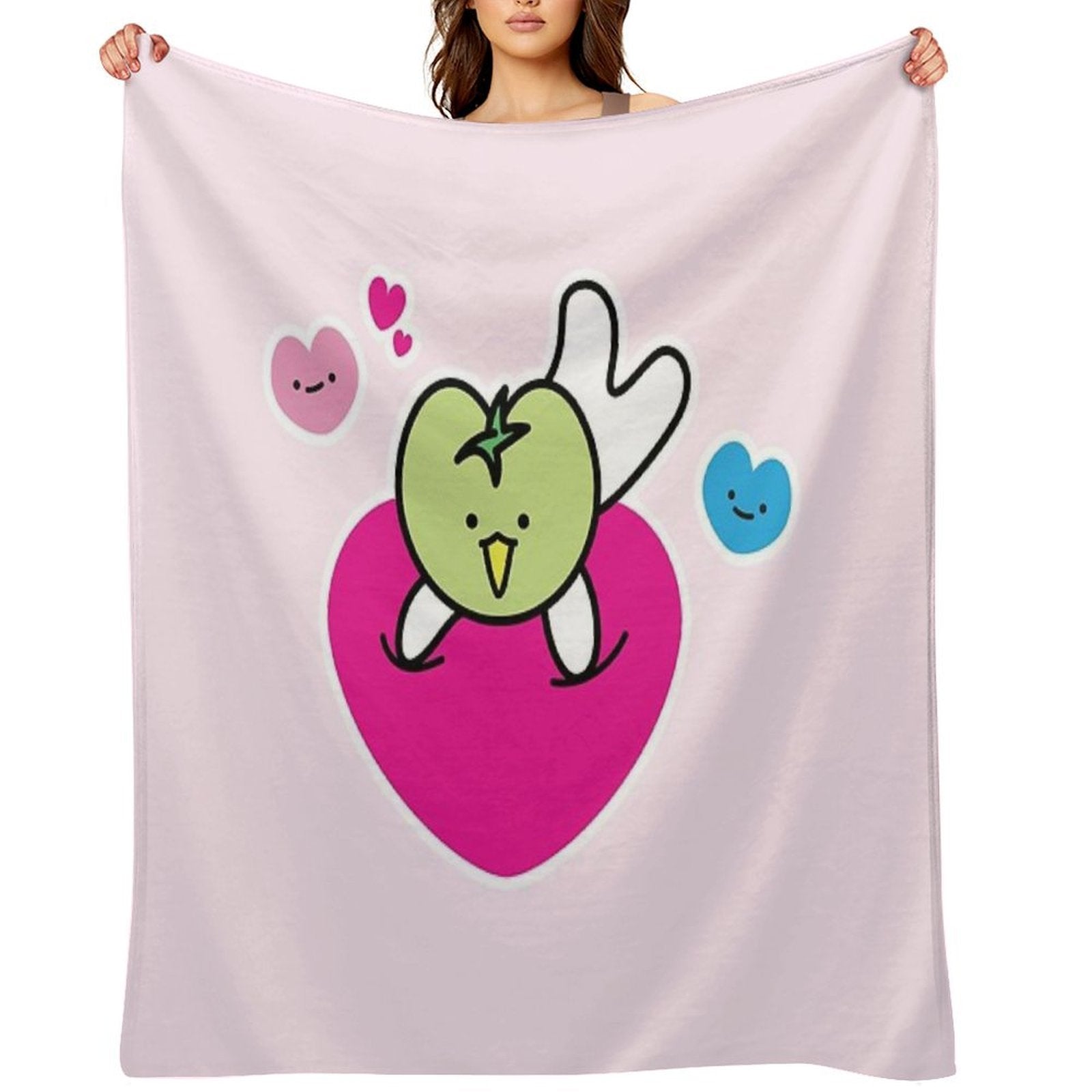 Kawaii Green Tomato Mascot No. 3 Easy Care Throw Blanket