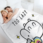 Too Lazy To Move Unicorn T-Shirt Versatility Throw Blanket