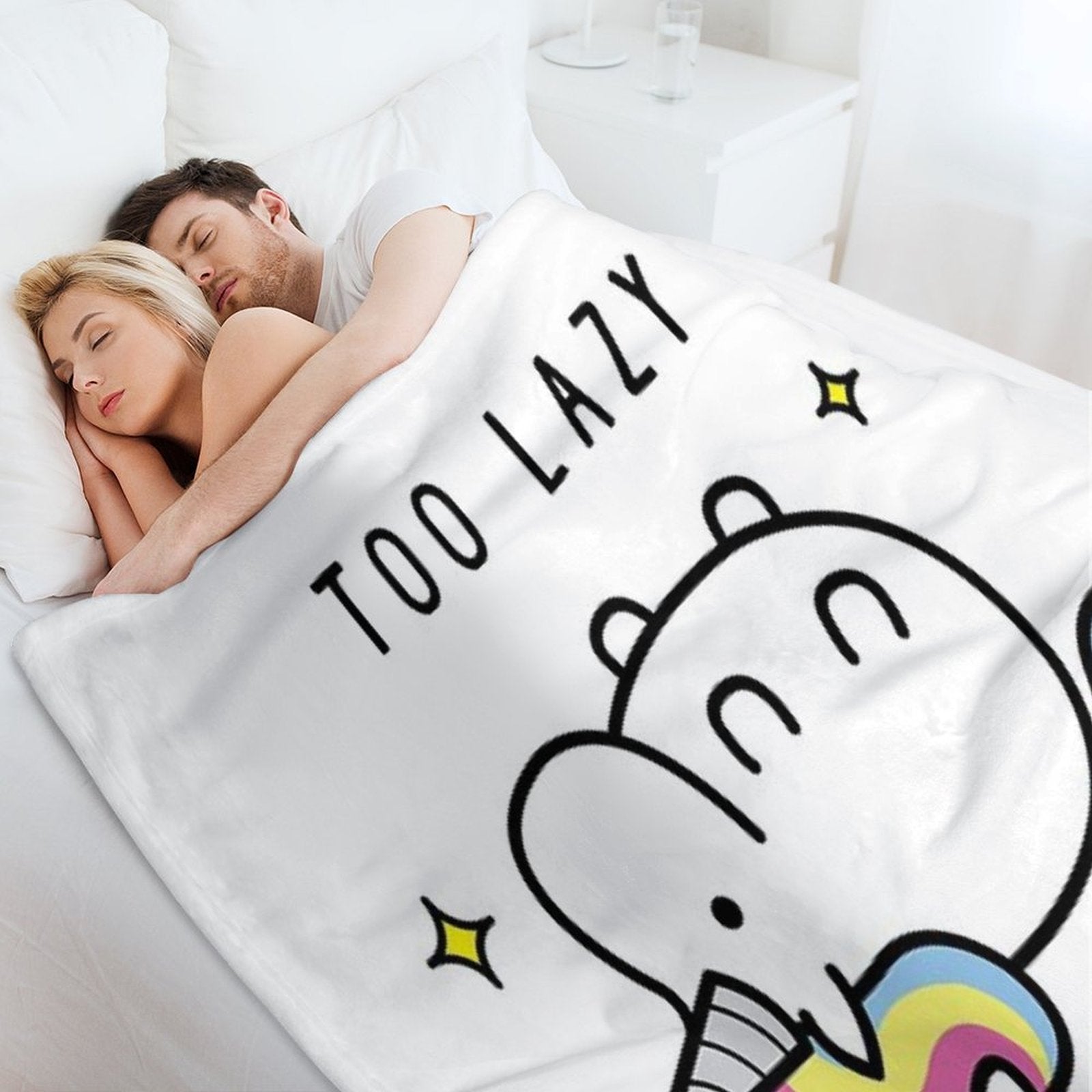 Too Lazy To Move Unicorn T-Shirt Versatility Throw Blanket
