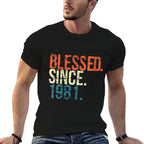 Womens Blessed Since 1981 40th Birthday Gifts Vintage  Eco-friendly Material T-Shirt