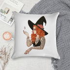 Red Tattooed Witch Soft Fade-Resistant Throw Pillow