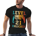 Level 21 Unlocked Video Gamer 21 Years Old 21st Birthday  Vintage-inspired T-Shirt