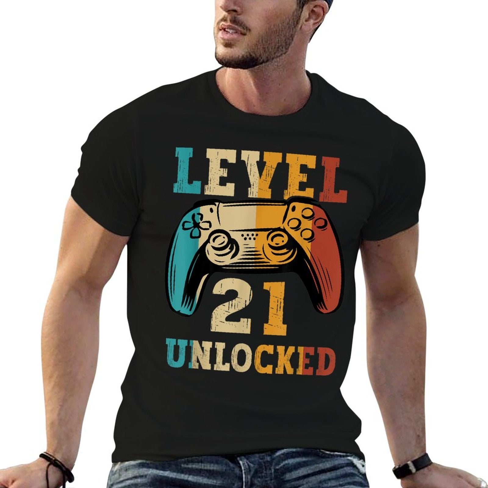 Level 21 Unlocked Video Gamer 21 Years Old 21st Birthday  Vintage-inspired T-Shirt