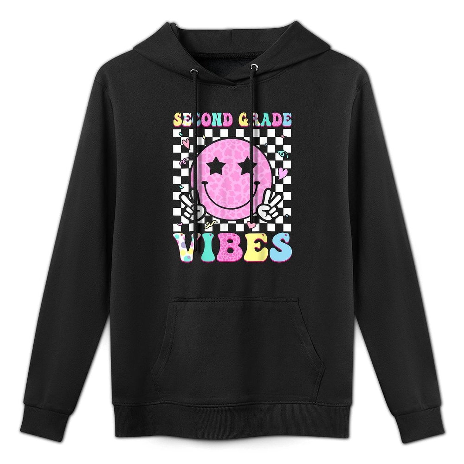 Second Grade Vibes Groovy Back to School 2nd Grade Girls Kid Colorfast Hoodie