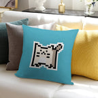 White Pixel-Cat Soft Home Decor Throw Pillow