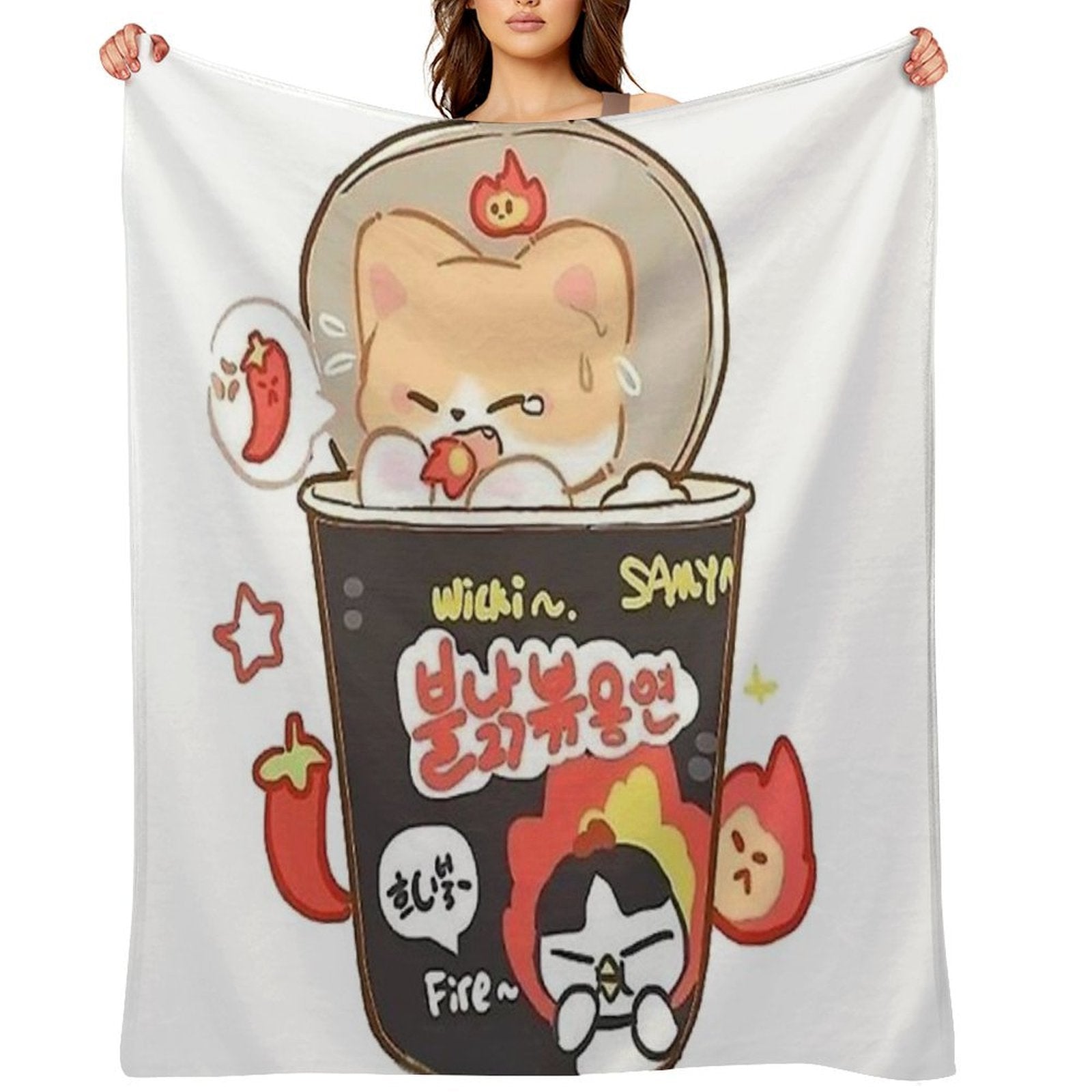 Buldak Korean Ramen Noodles Shiba Comfort Throw Blanket