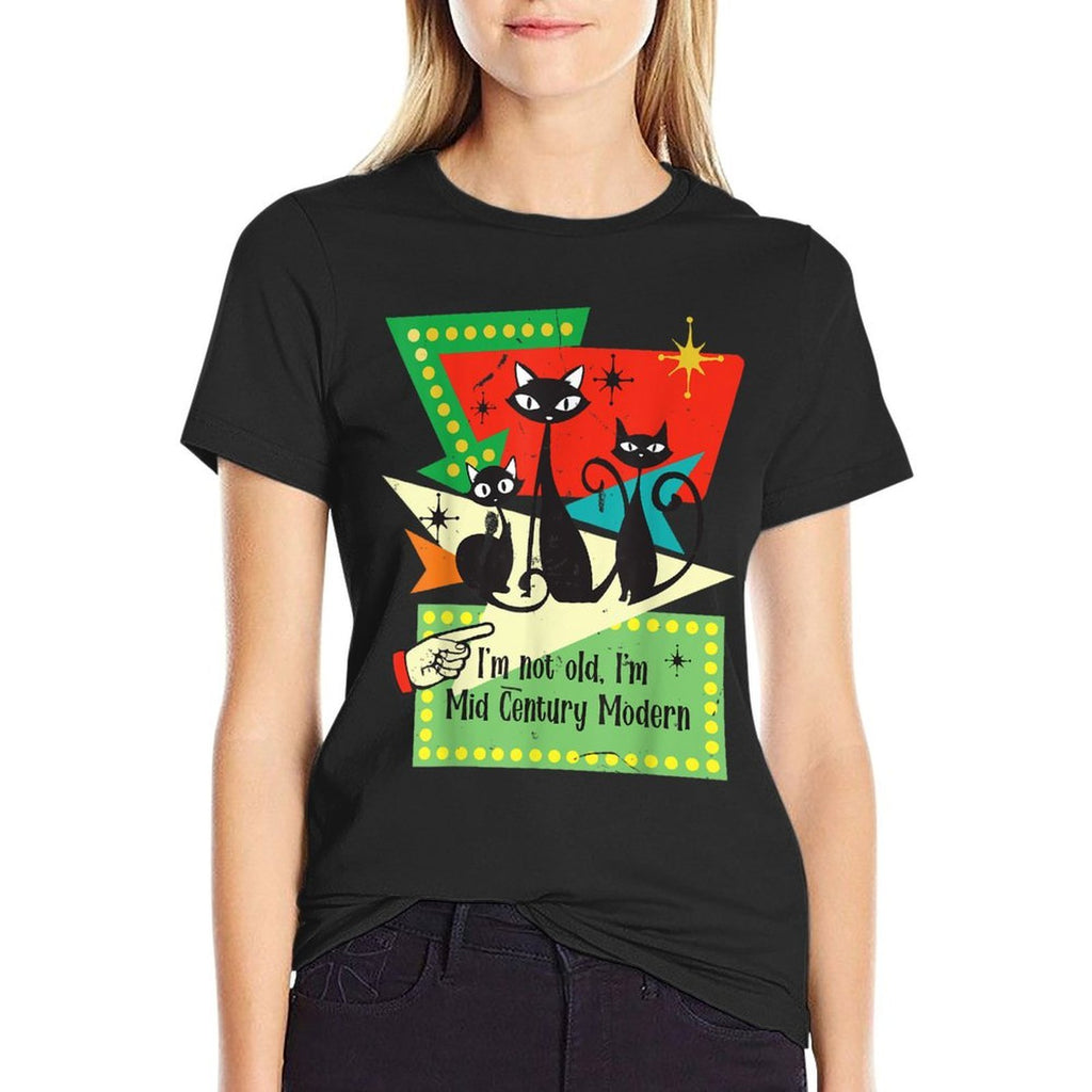 Funny Im Not Old Im Mid Century Modern Retro Cat 50s-70s  Eco-friendly Material T-Shirt