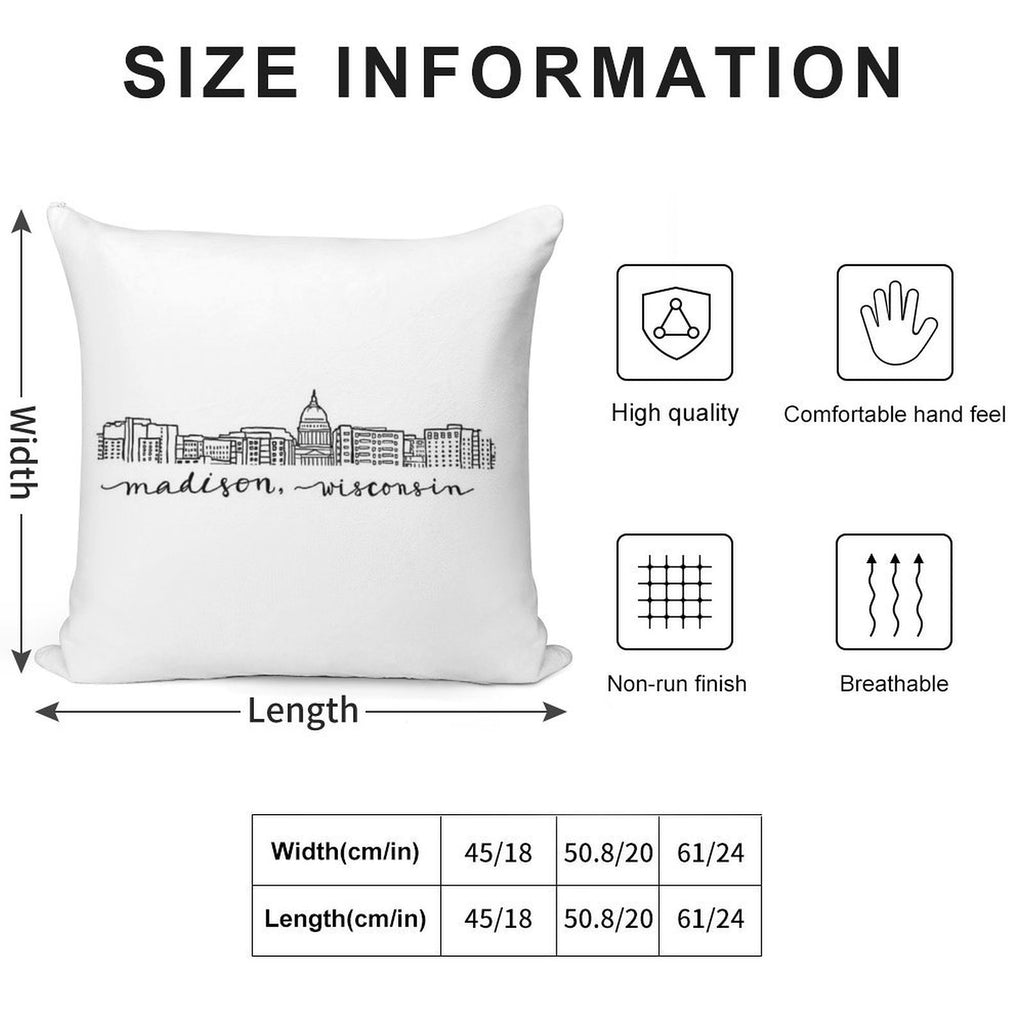 Madison City Outline Soft Luxury Feel Throw Pillow