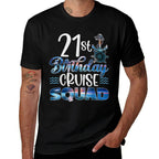21st Birthday Squad Cruise Birthday Trip Cruise Birthday  Rolled Sleeves T-Shirt