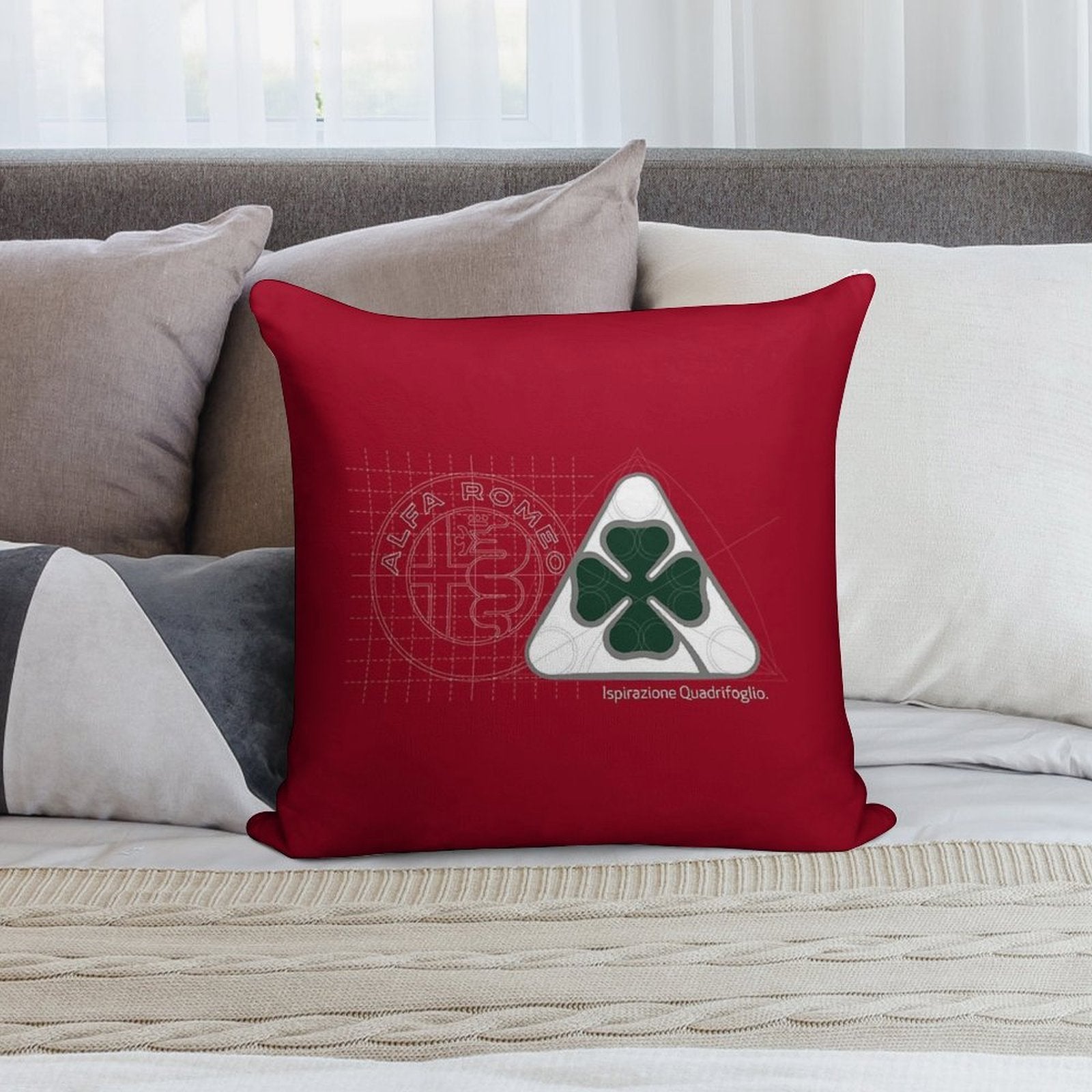 AR Quadrifoglio Construct Type 3 White Background Soft Style Accent Throw Pillow