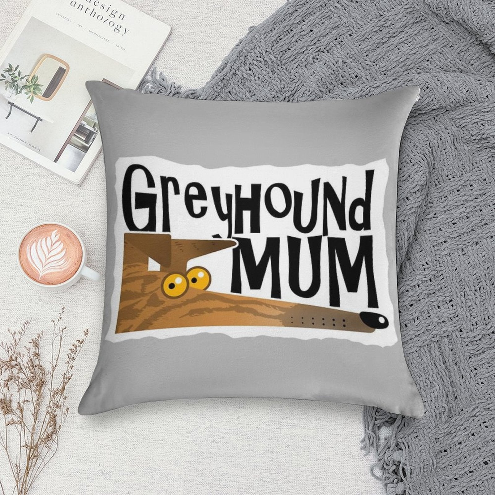 Greyhound Mum (brindle) Soft Gift Ready Throw Pillow