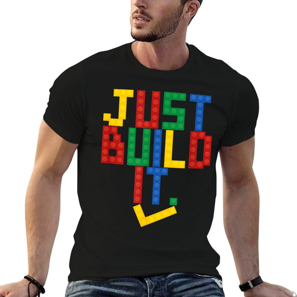 Just Build It Master Builder Building Block Boys Girls  Rolled Sleeves T-Shirt