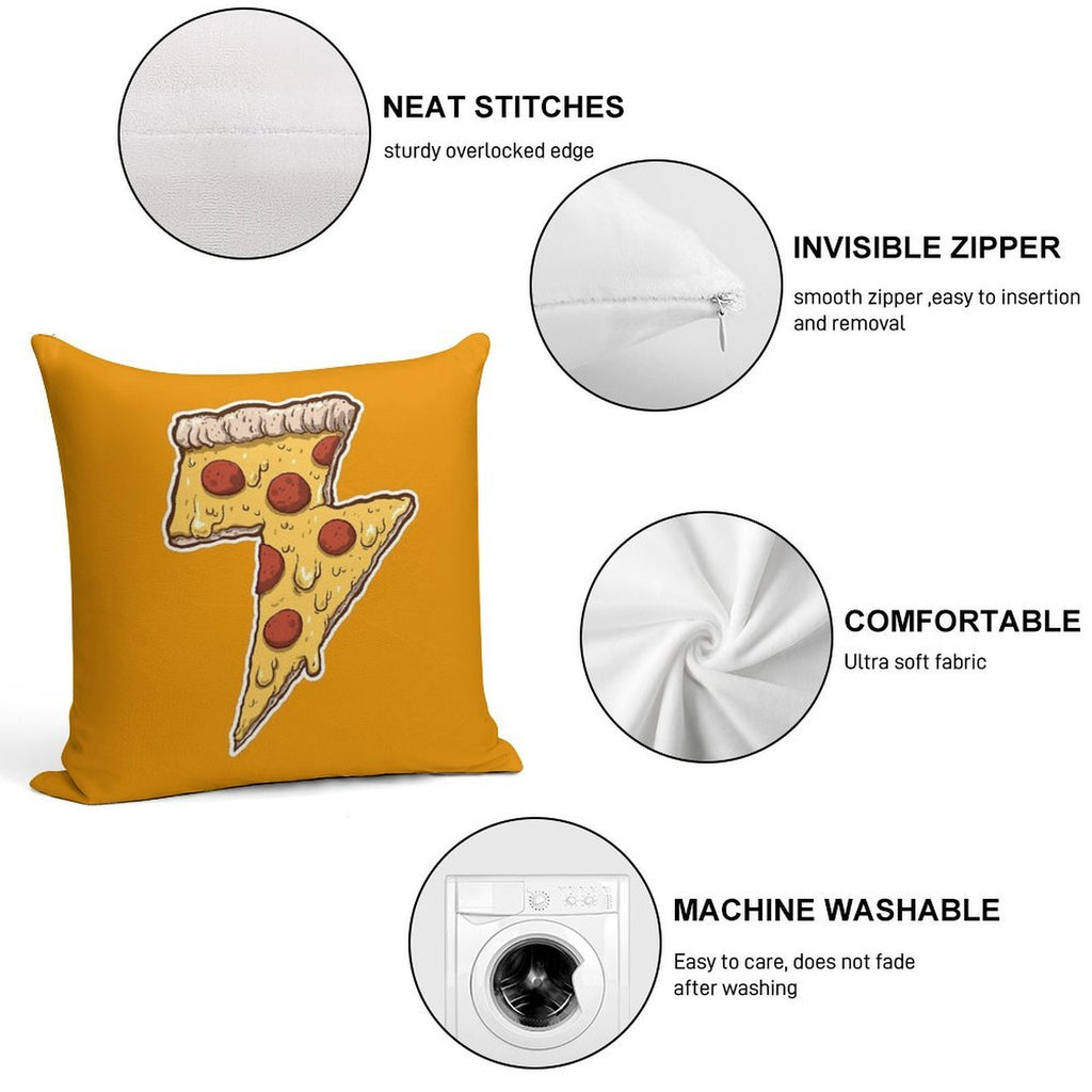 Thunder Cheesy Pizza Soft Durable Construction Throw Pillow