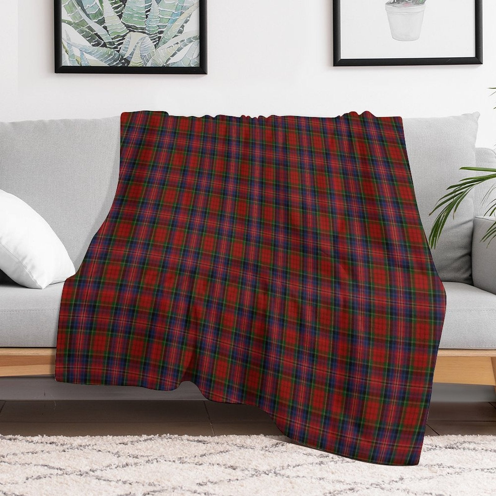 MacPherson Clan Tartan Easy Care Throw Blanket