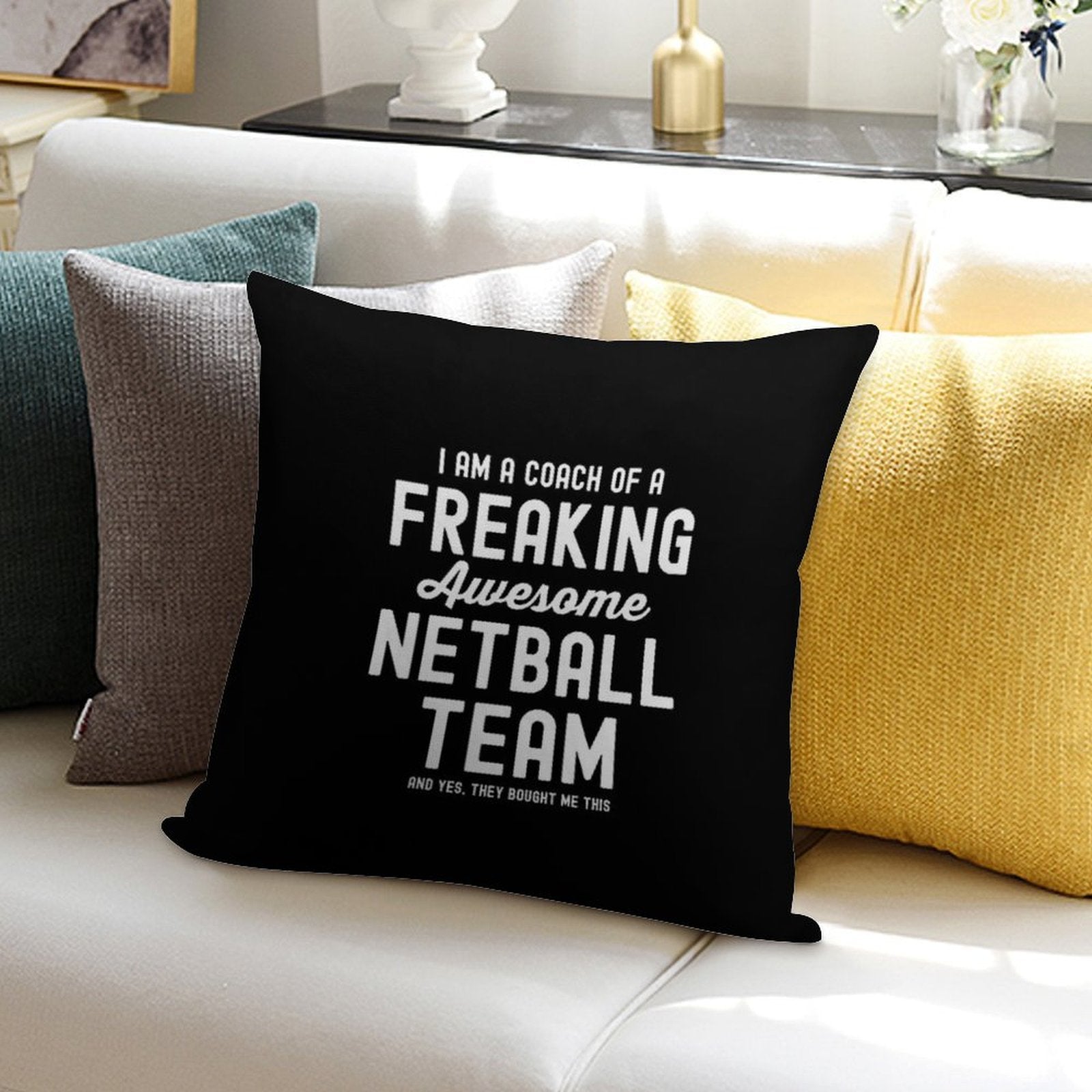 Netball Coach Trainer Gift Soft Short Plush Fabric Throw Pillow