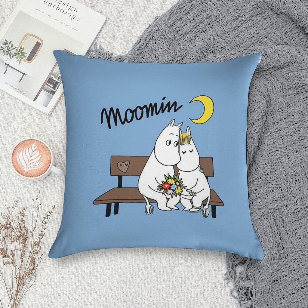 Moomin Moomintroll Snorkmaiden On Bench Soft Skin-Friendly Throw Pillow