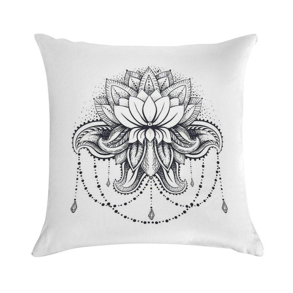 Ornamental Lotus Soft Warmth Comfort Throw Pillow