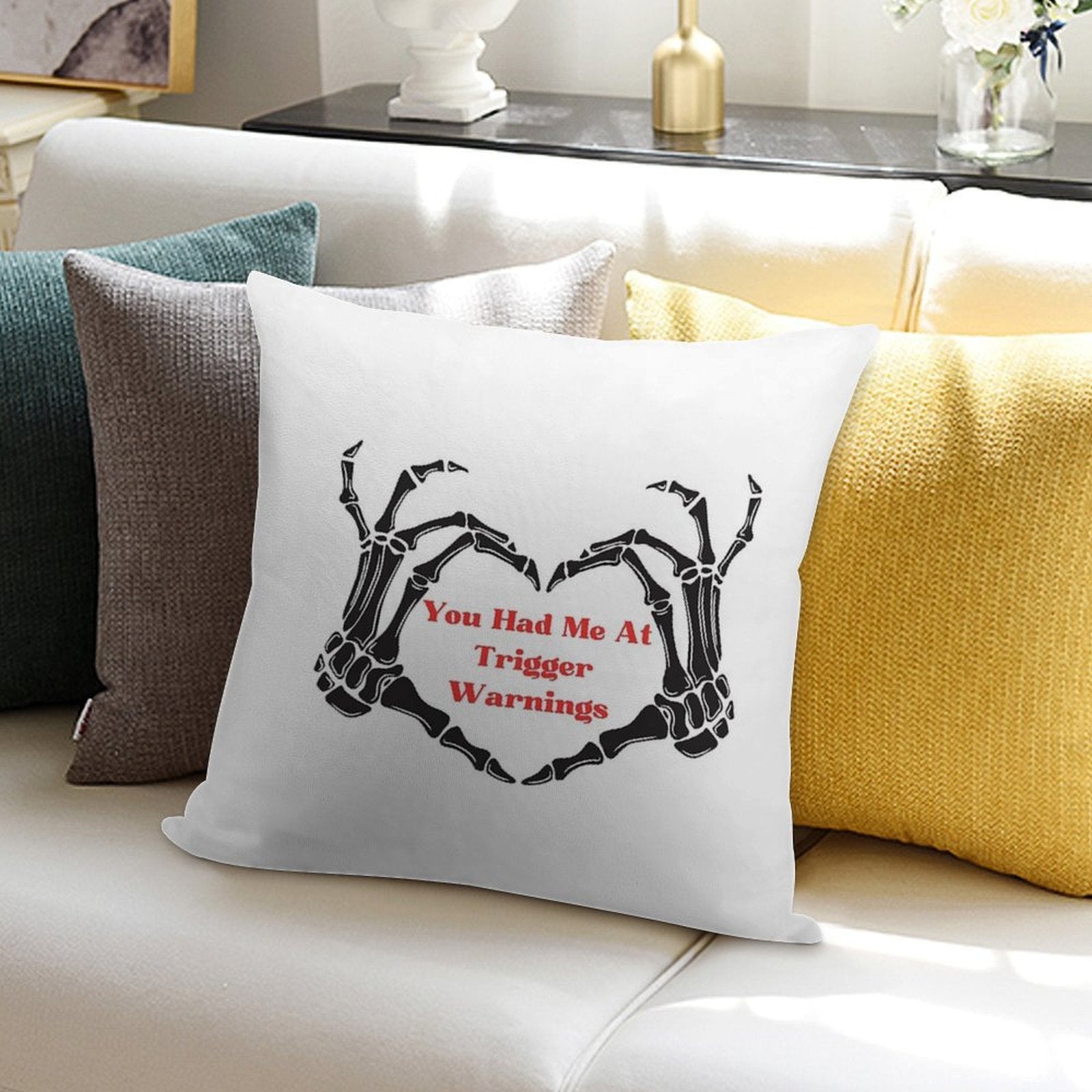 You Had Me At Trigger Warnings, Bookish Sticker, Waterproof Sticker, Book Club Vinyl Soft Shrink-Resistant Throw Pillow