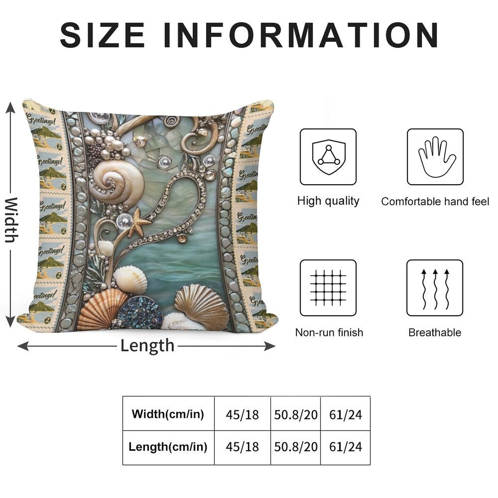 Ocean Mosaic with Jewels Soft Durable Construction Throw Pillow