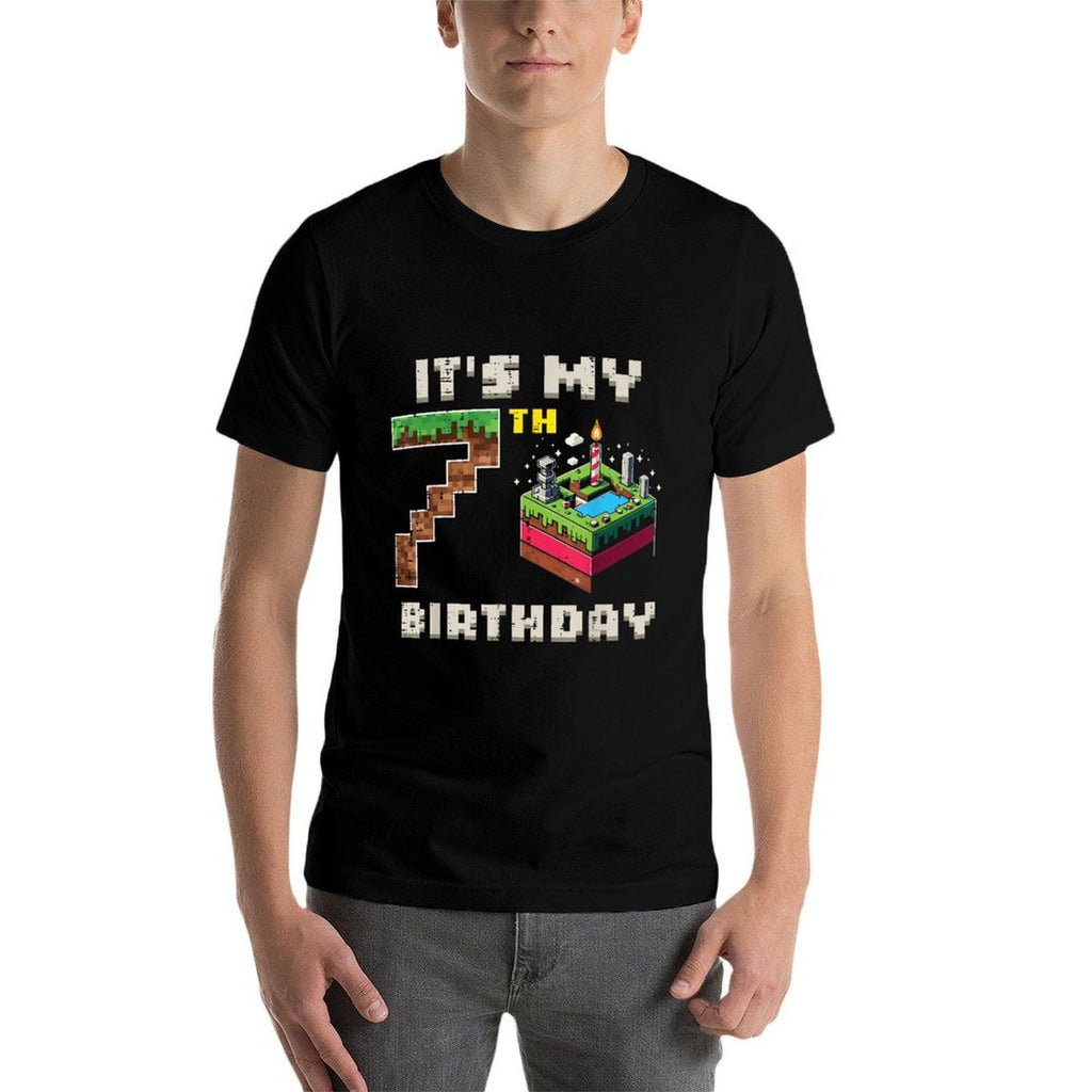 My 7th Birthday Pixel Game 7 Cake Video Gamer Boys Kid Youth  Lightweight T-Shirt
