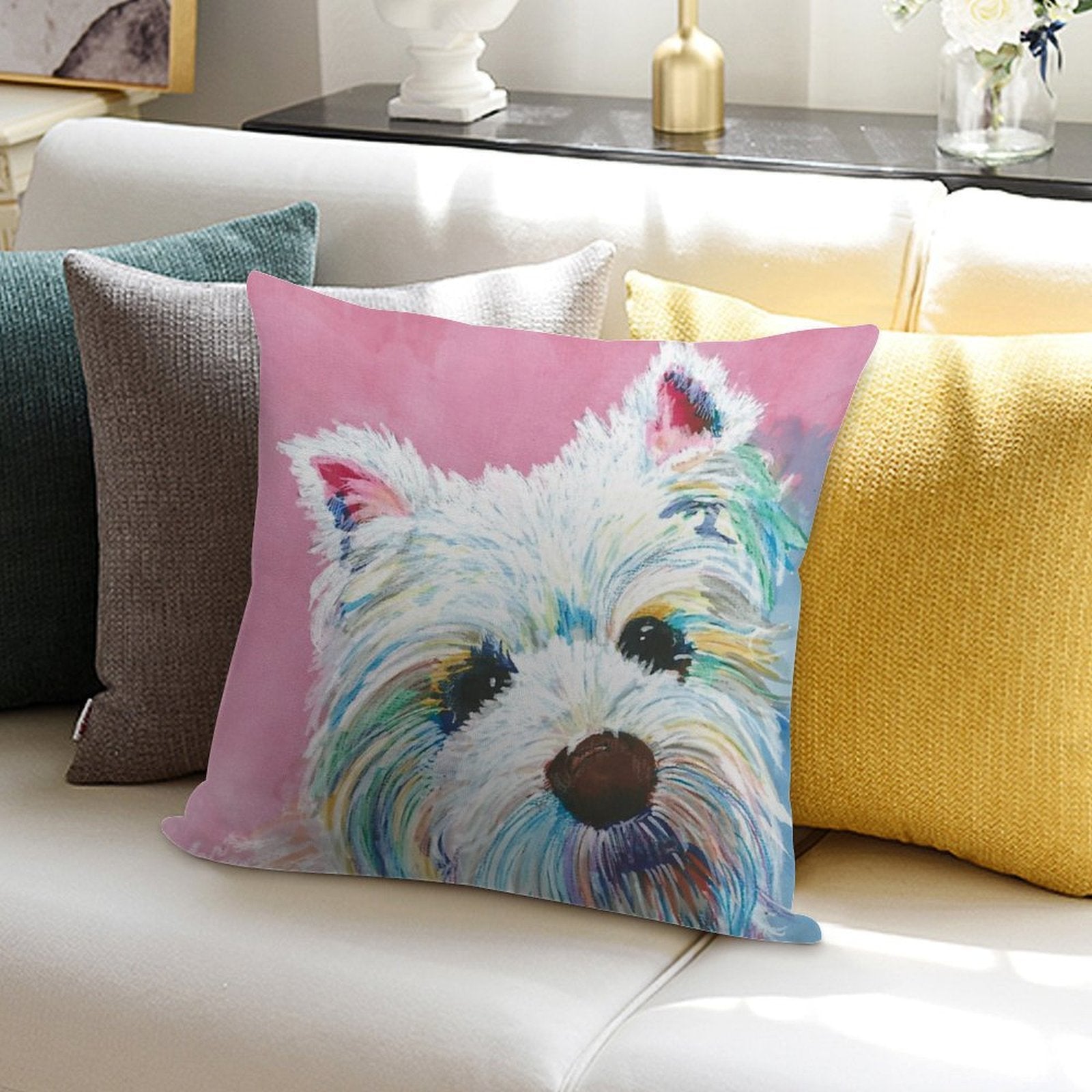 West Highland Terrier Love Soft High-Density Material Throw Pillow