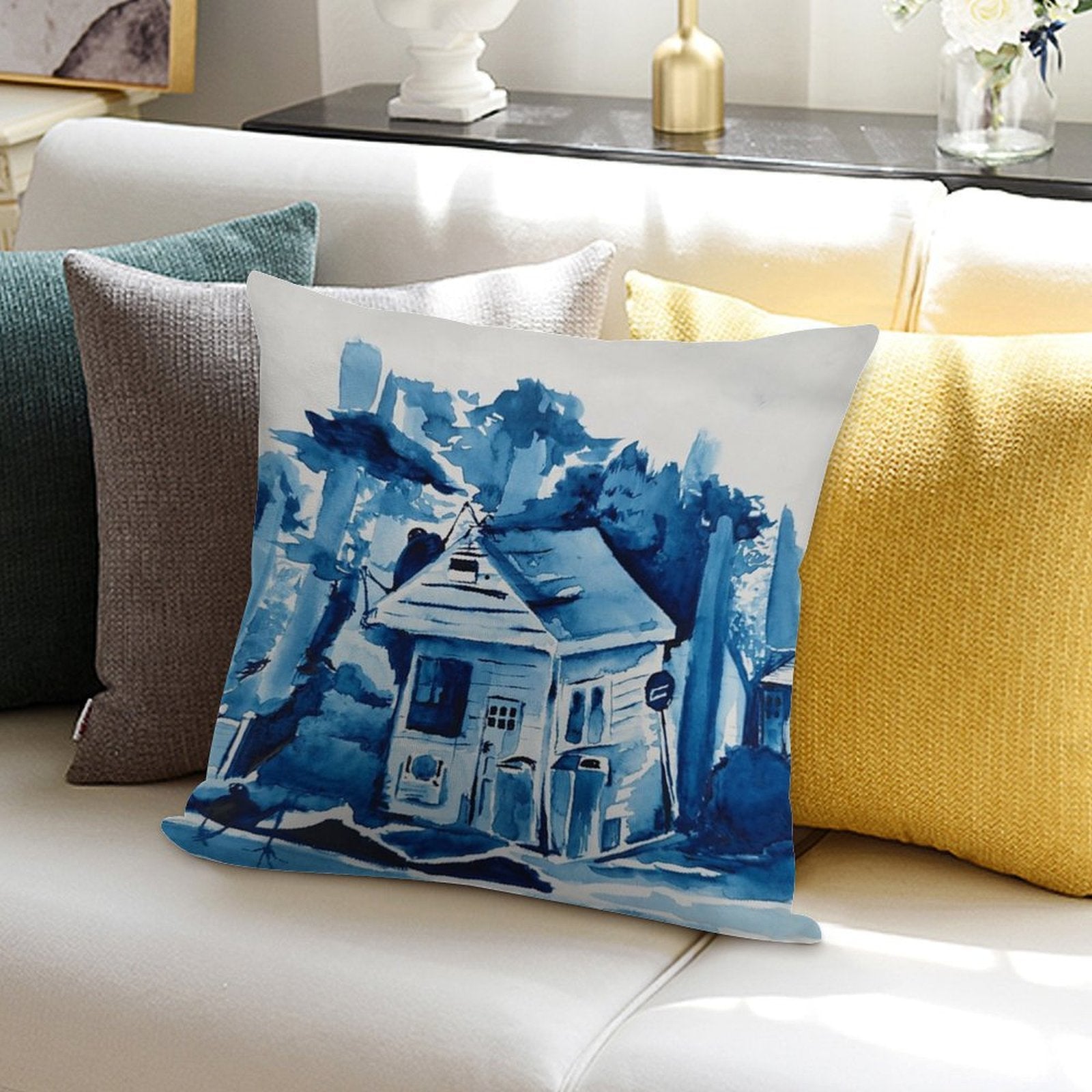 Watercolor Dabble Soft Decorative Cover Throw Pillow