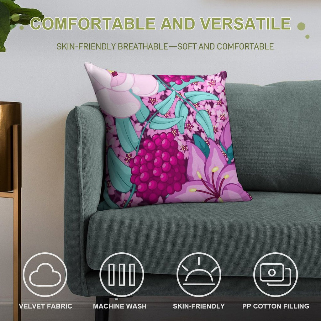 Feminine Florals Soft Washable Throw Pillow