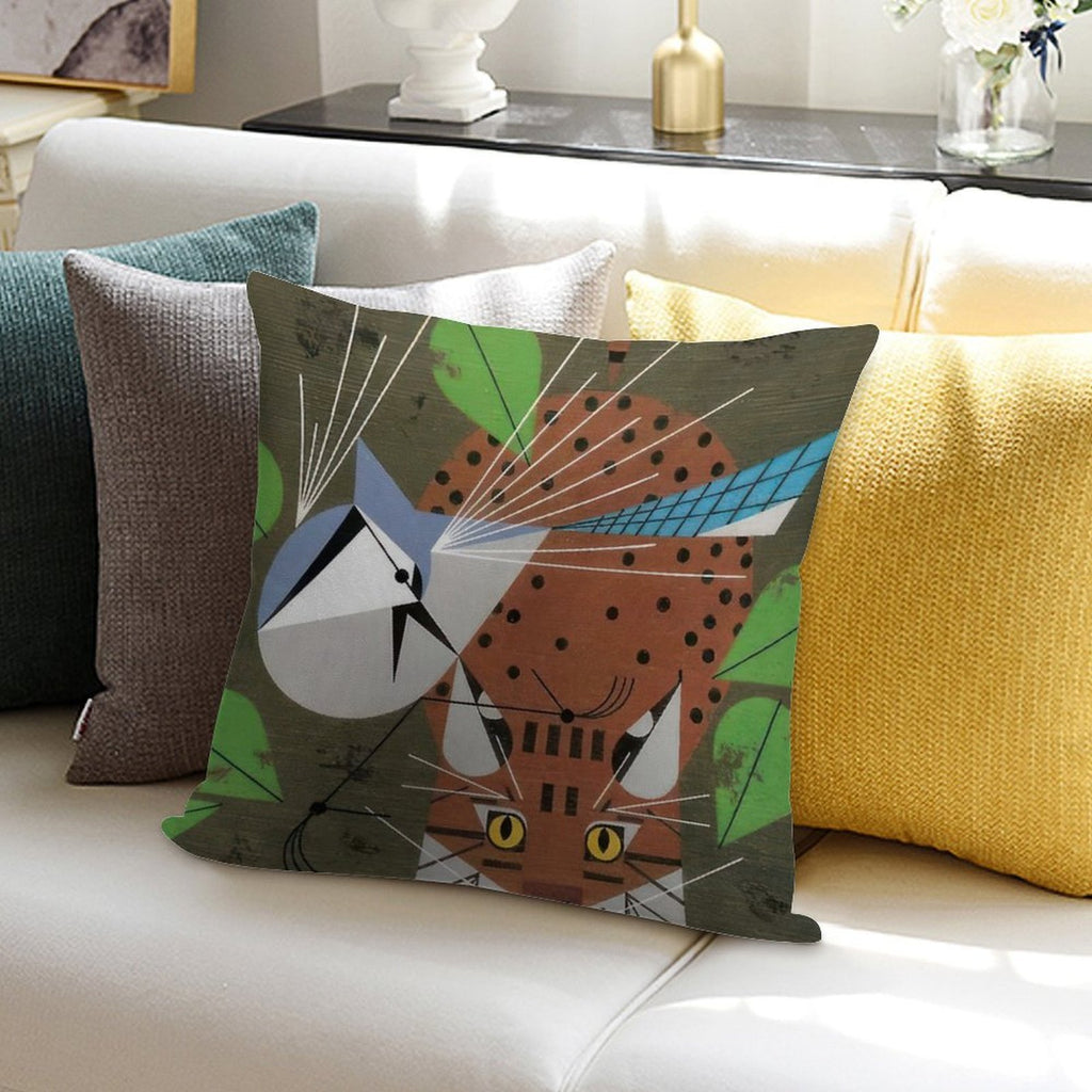 Charley Harper Style Soft Reinforced Edging Throw Pillow