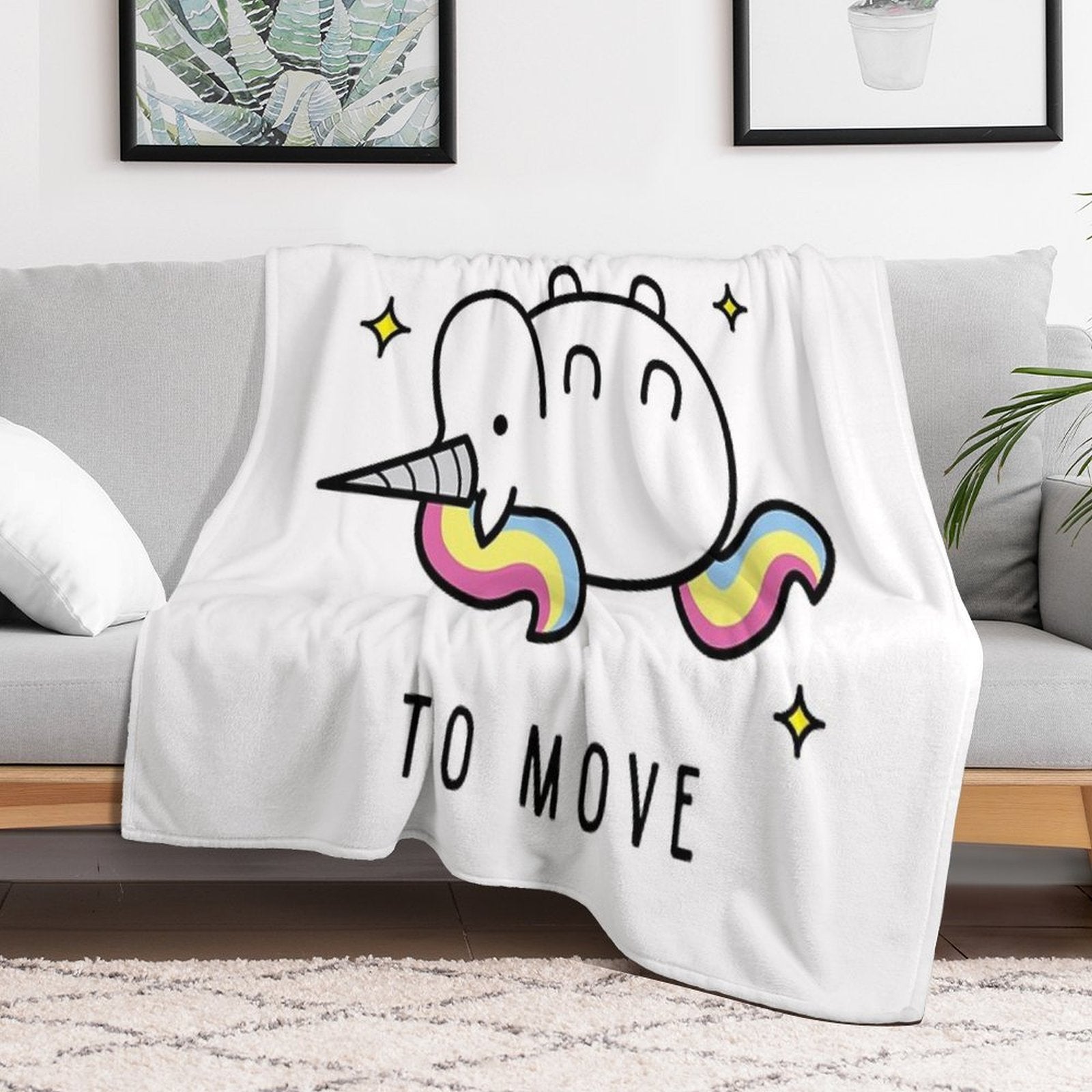 Too Lazy To Move Unicorn T-Shirt Versatility Throw Blanket