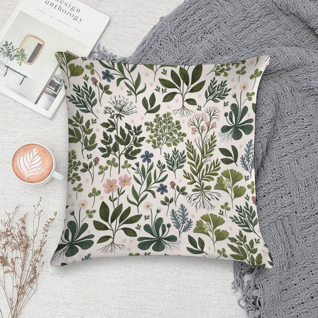 Herbarium Bright Soft Shrink-Resistant Throw Pillow