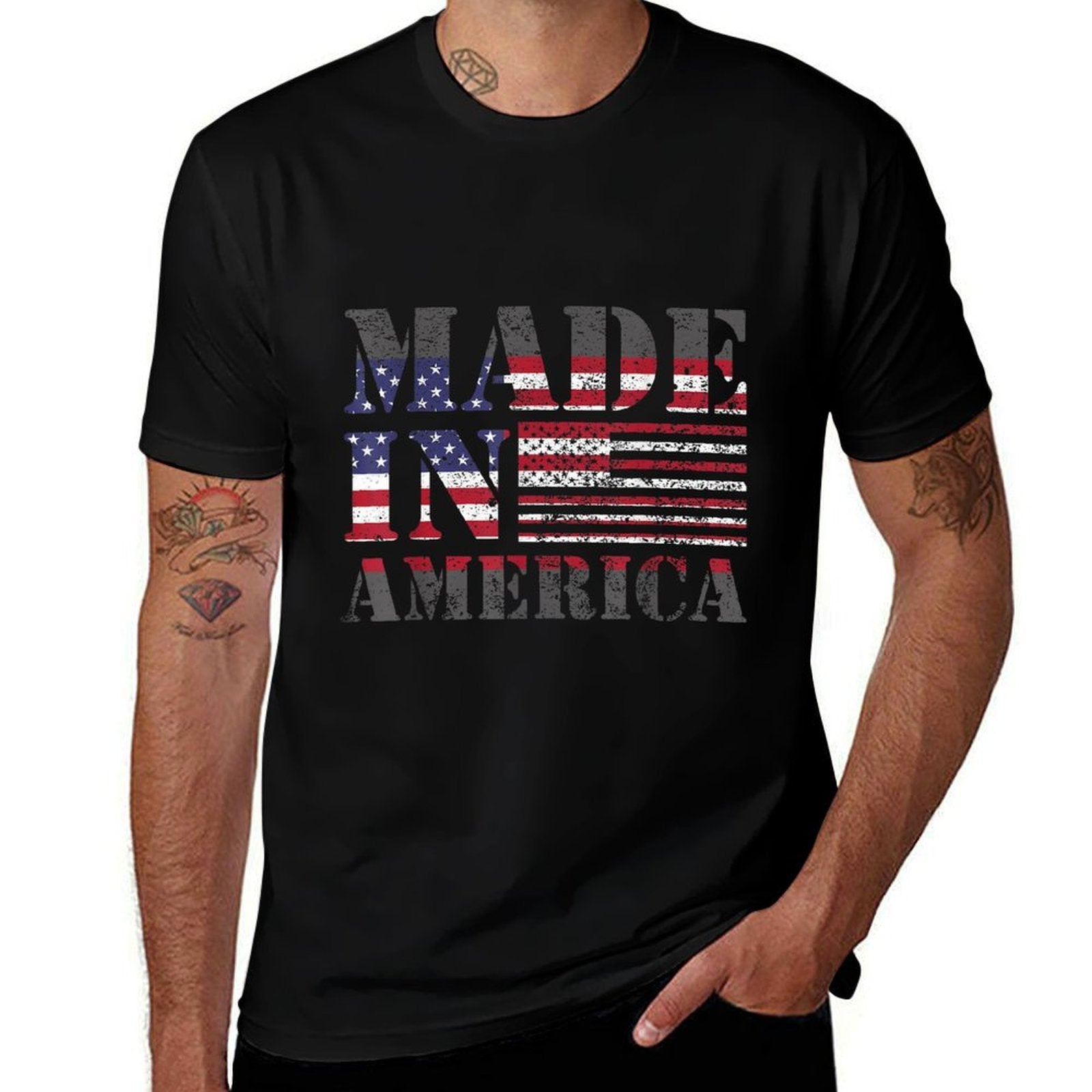 Made In America Born And Raised American  Tagless Design T-Shirt