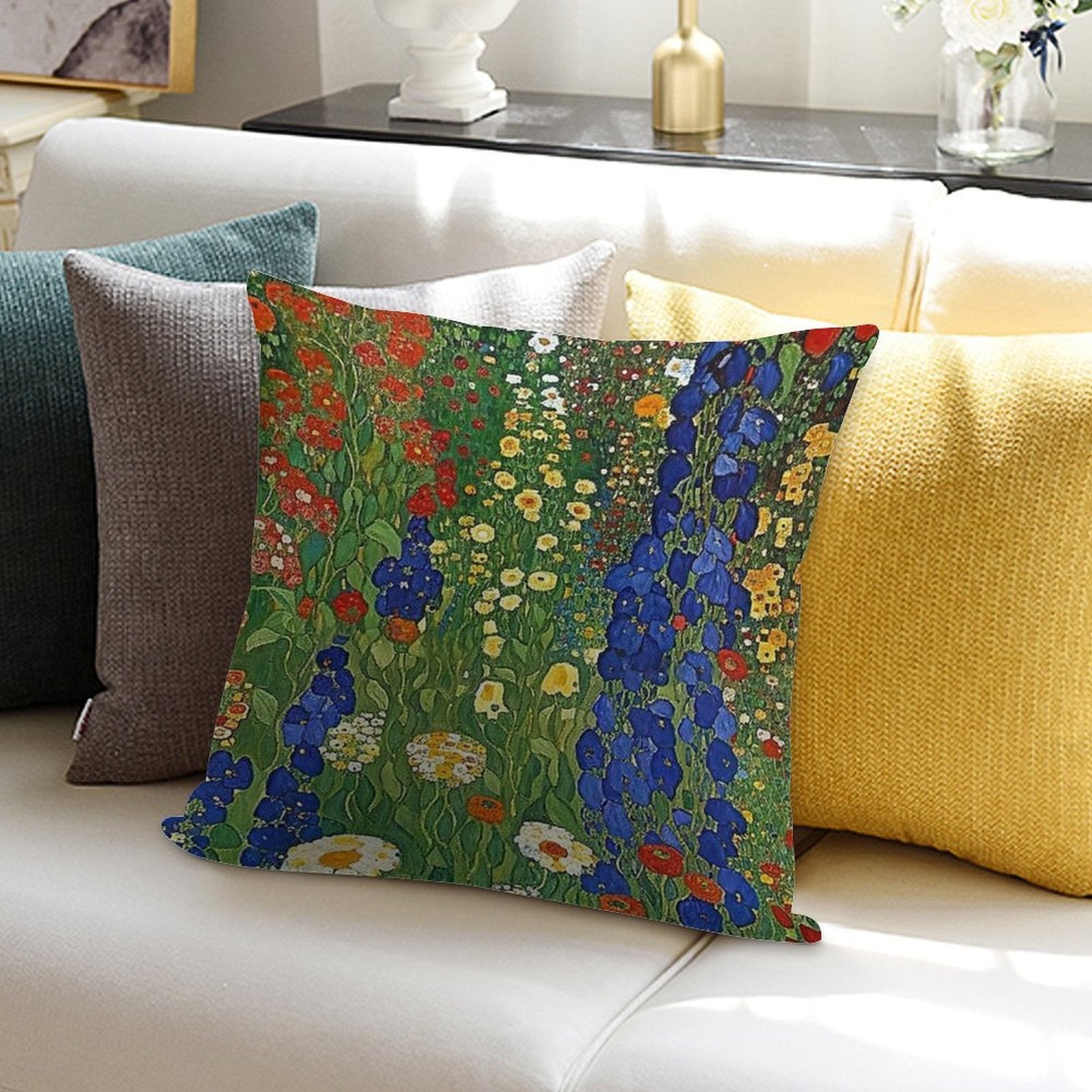 Flower Garden Klimt Soft Gift Ready Throw Pillow
