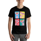 Pink Panther Colorful Portrait Pose Panels  Rolled Sleeves T-Shirt