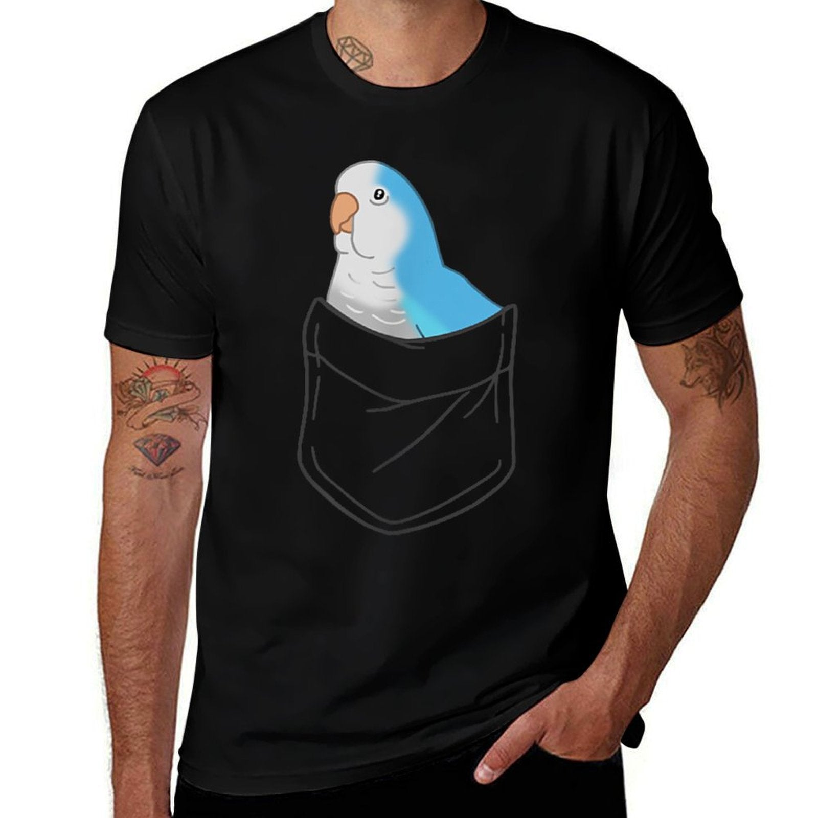 Pocket Quaker Parrot Cute Blue Monk Parakeet Birb Memes  Lightweight T-Shirt