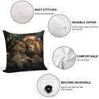 Lion And Lioness Soft Washable Throw Pillow