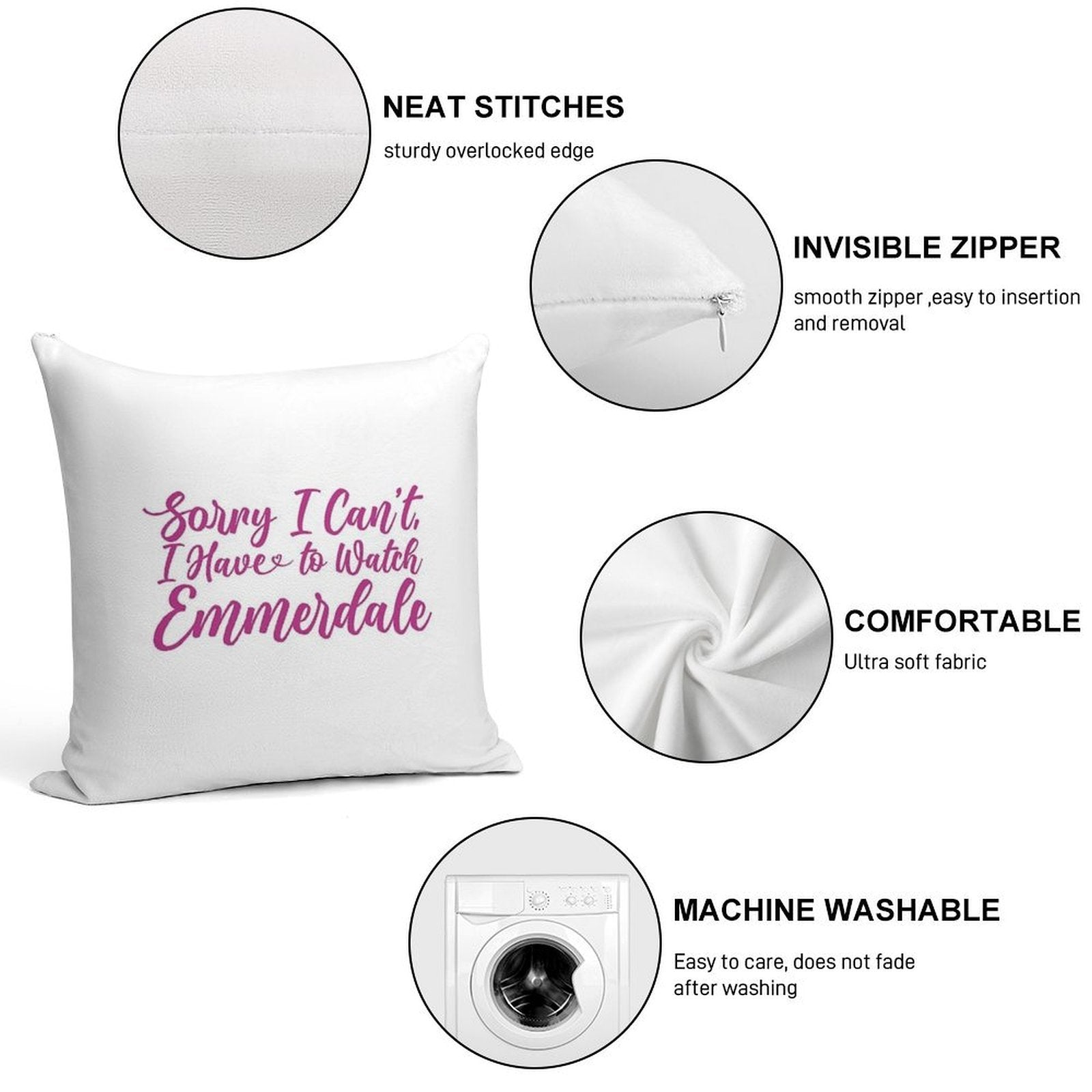 Sorry I Can't I Have to Watch Emmerdale Soft Warmth Comfort Throw Pillow