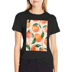 Cute Watercolor Pattern Art Peach Fruit Comfortable T-Shirt