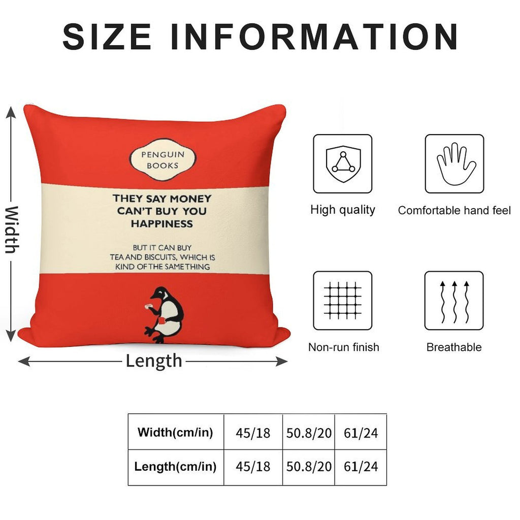 Tea And Biscuits Parody Penguin Book Cover Soft Bedroom Essential Throw Pillow