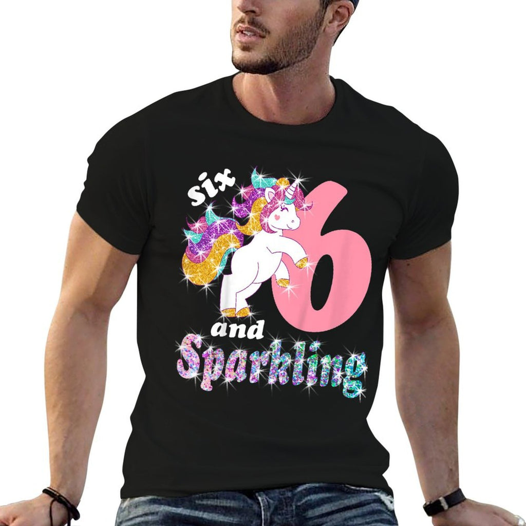 Kids 6 & Sparkling Unicorn Birthday 6 Years Old for Girls  Versatile T-Shirt