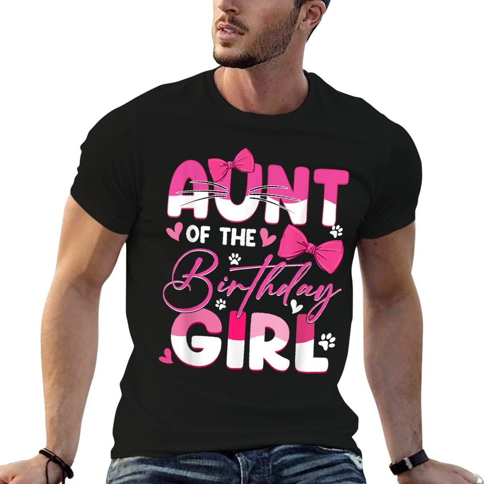 Aunt Of The Birthday Girl Cat Kitty Family Matching  Breathable T-Shirt