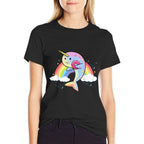 Narwhal Unicorn of The Sea Lover Funny Donut Rainbow Kawaii  Wrinkle-resistant T-Shirt