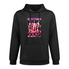 In October We Wear Pink Horror Breast Cancer Awareness Meme Pilling-Resistant Hoodie